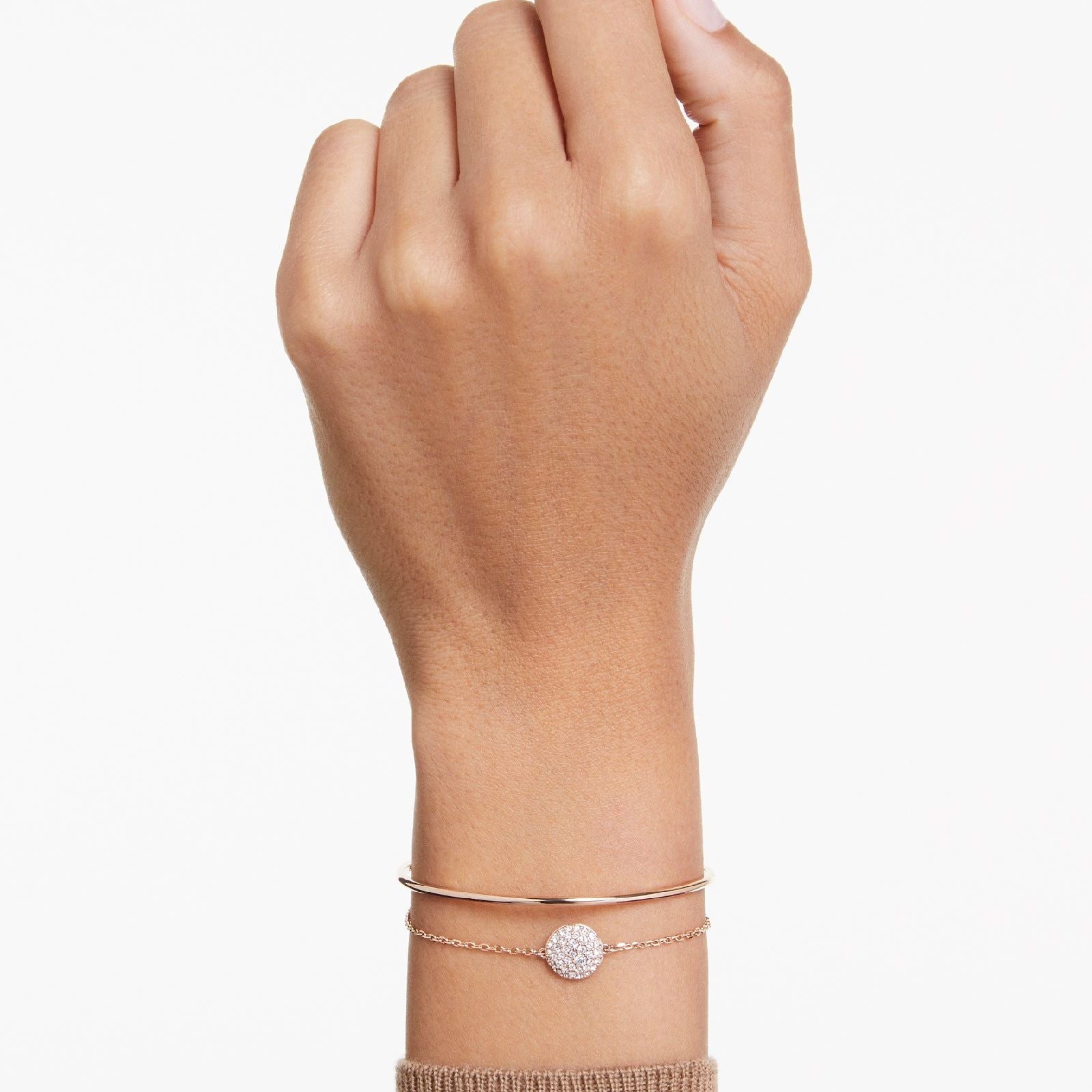 Bracciale semirigido donna Swarovski Meteora rosé con pavé di cristalli 5683452-4