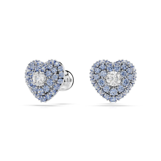 Orecchini donna Swarovski Hyperbola rodiati a cuore con cristalli blu e bianchi 5683576-2
