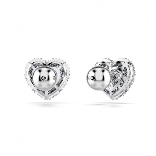 Orecchini donna Swarovski Hyperbola rodiati a cuore con cristalli blu e bianchi 5683576-3