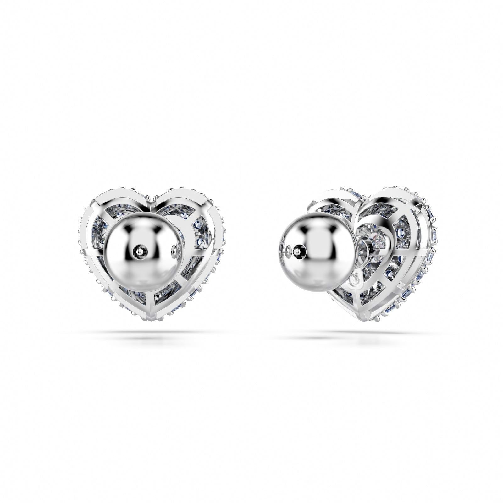 Orecchini donna Swarovski Hyperbola rodiati a cuore con cristalli blu e bianchi 5683576-3