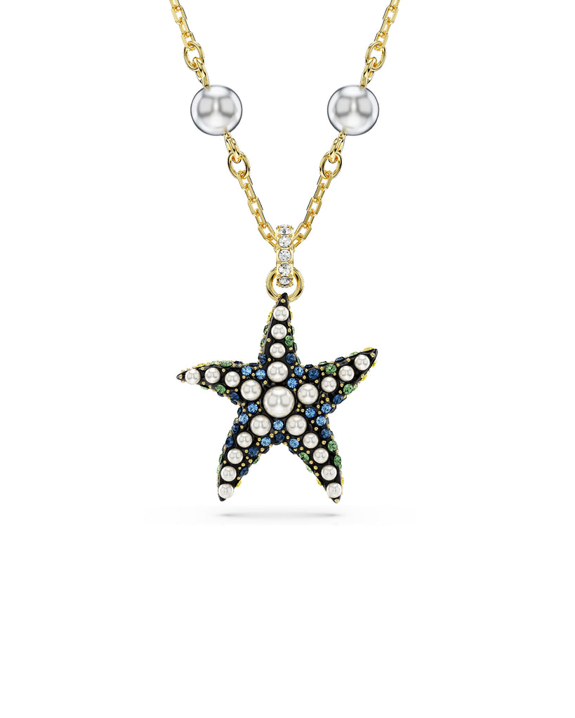 Collana girocollo da donna Swarovski Idyllia in lega di metalli dorata con ciondolo a stella marina con cristalli e perle 5684116
