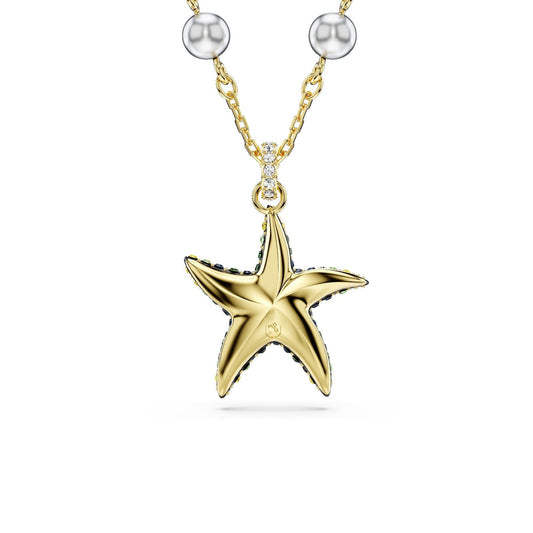 Collana donna Swarovski Idyllia placcato oro stella marina cristalli e perle 5684116-2