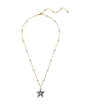 Collana girocollo da donna Swarovski Idyllia in lega di metalli dorata con ciondolo a stella marina con cristalli e perle 5684116