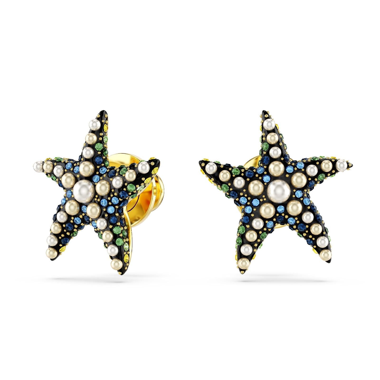 Orecchini donna Swarovski Idyllia placcati oro stella marina cristalli e perle 5684162-1