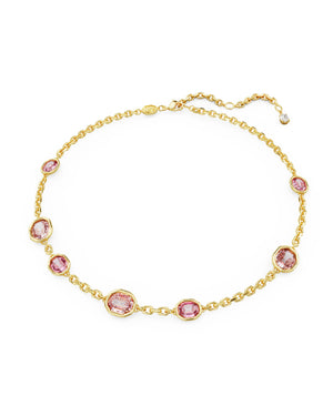 Collana girocollo da donna Swarovski Imber placcata oro con cristalli rosa dal taglio ottagonale 5684239