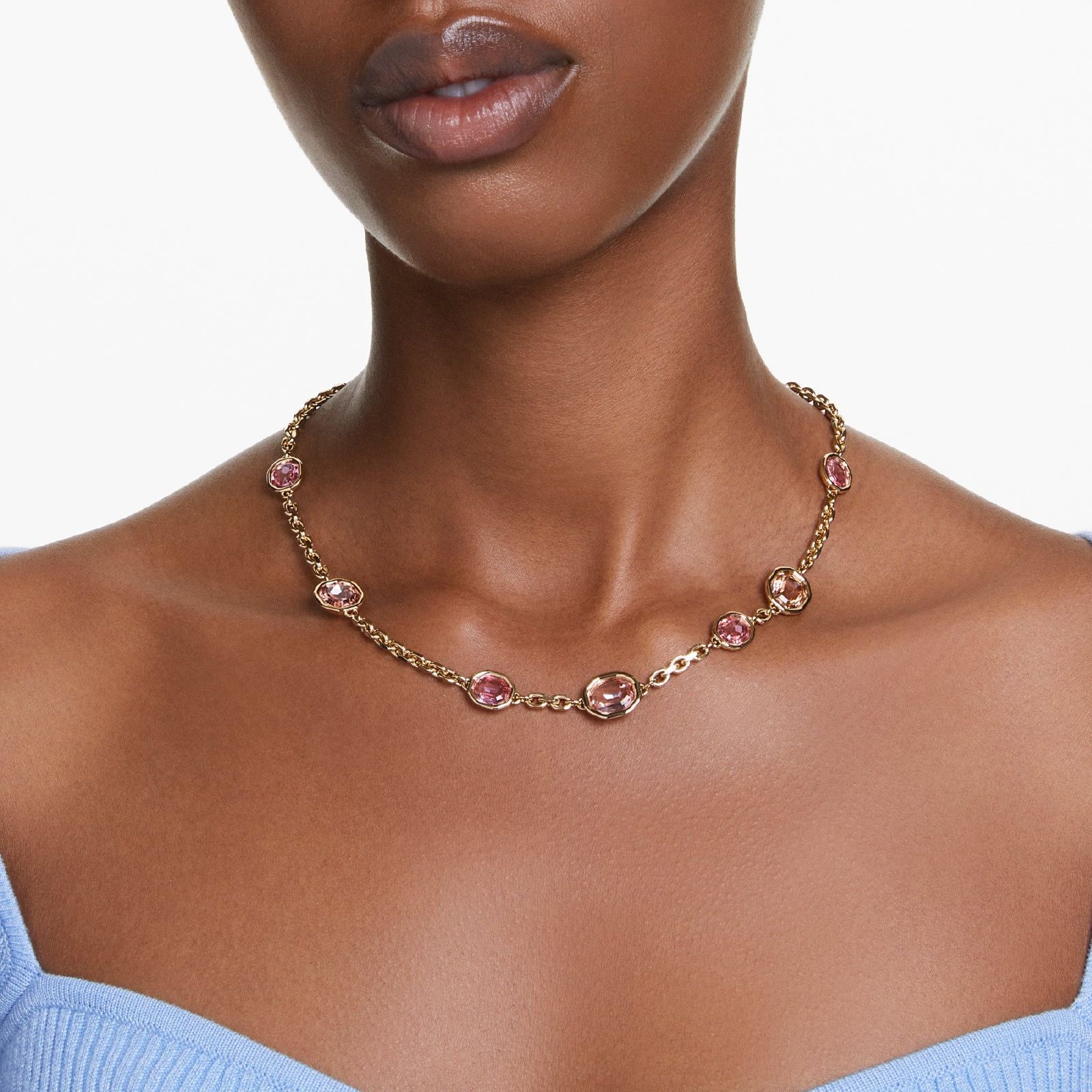 Collana donna Swarovski Imber placcata oro con cristalli rosa ottagonali 5684239-4