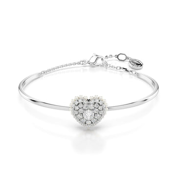 Bracciale donna Swarovski Hyperbola rodiato a cuore con cristalli e perle 5684385-1
