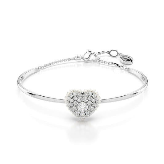 Bracciale donna Swarovski Hyperbola rodiato a cuore con cristalli e perle 5684385-1