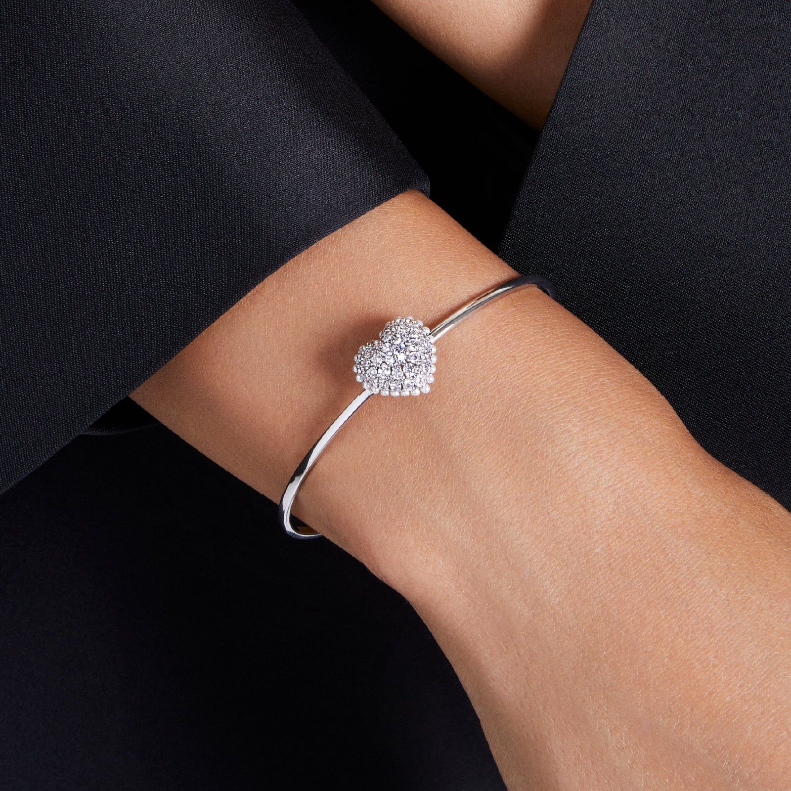 Bracciale donna Swarovski Hyperbola rodiato a cuore con cristalli e perle 5684385-4