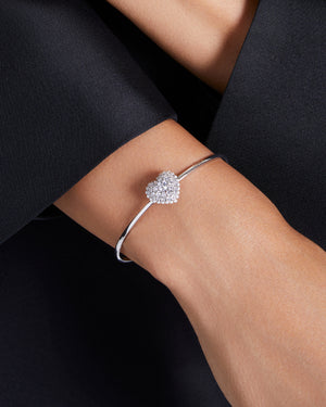Bracciale rigido da donna Swarovski Hyperbola in lega di metalli rodiata con un cuore con pavé di cristalli e perle 5684385
