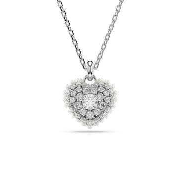 Collana donna Swarovski Hyperbola rodiato a cuore con cristalli e perle 5684386-1