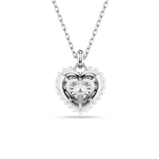 Collana donna Swarovski Hyperbola rodiato a cuore con cristalli e perle 5684386-2