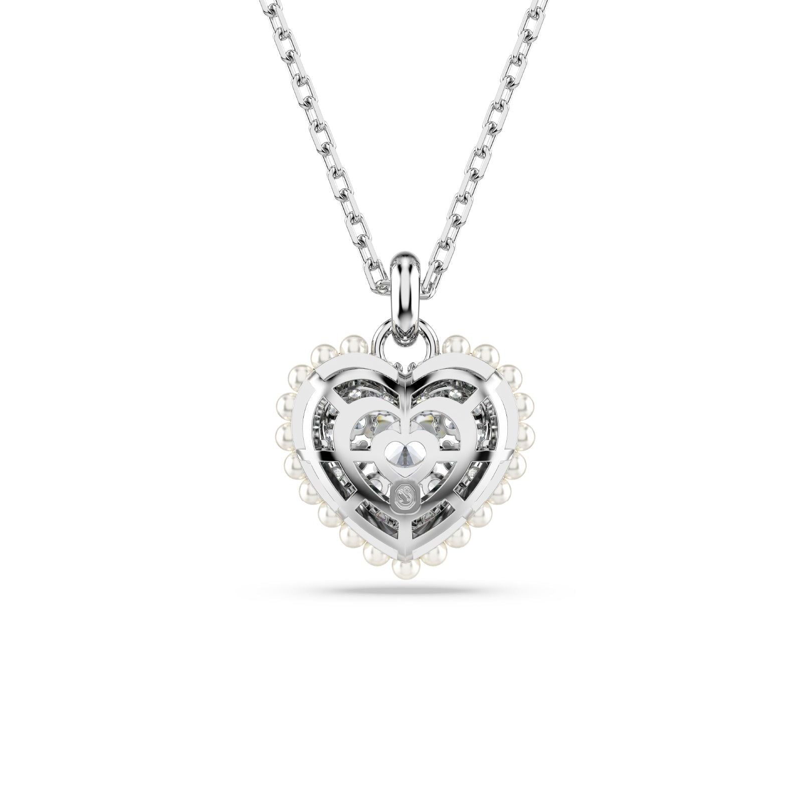 Collana donna Swarovski Hyperbola rodiato a cuore con cristalli e perle 5684386-2