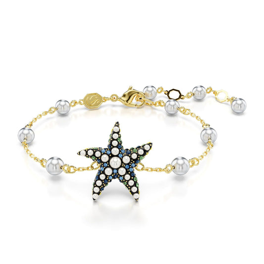 Bracciale donna Swarovski Idyllia placcato oro stella marina cristalli e perle 5684398-1
