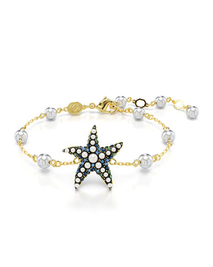 Bracciale catena da donna Swarovski Idyllia in lega di metalli dorata con stella marina con cristalli e perle 5684398