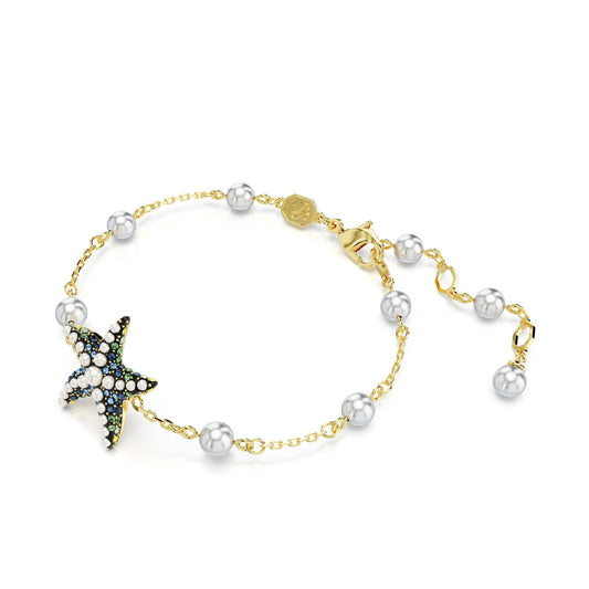 Bracciale donna Swarovski Idyllia placcato oro stella marina cristalli e perle 5684398-2