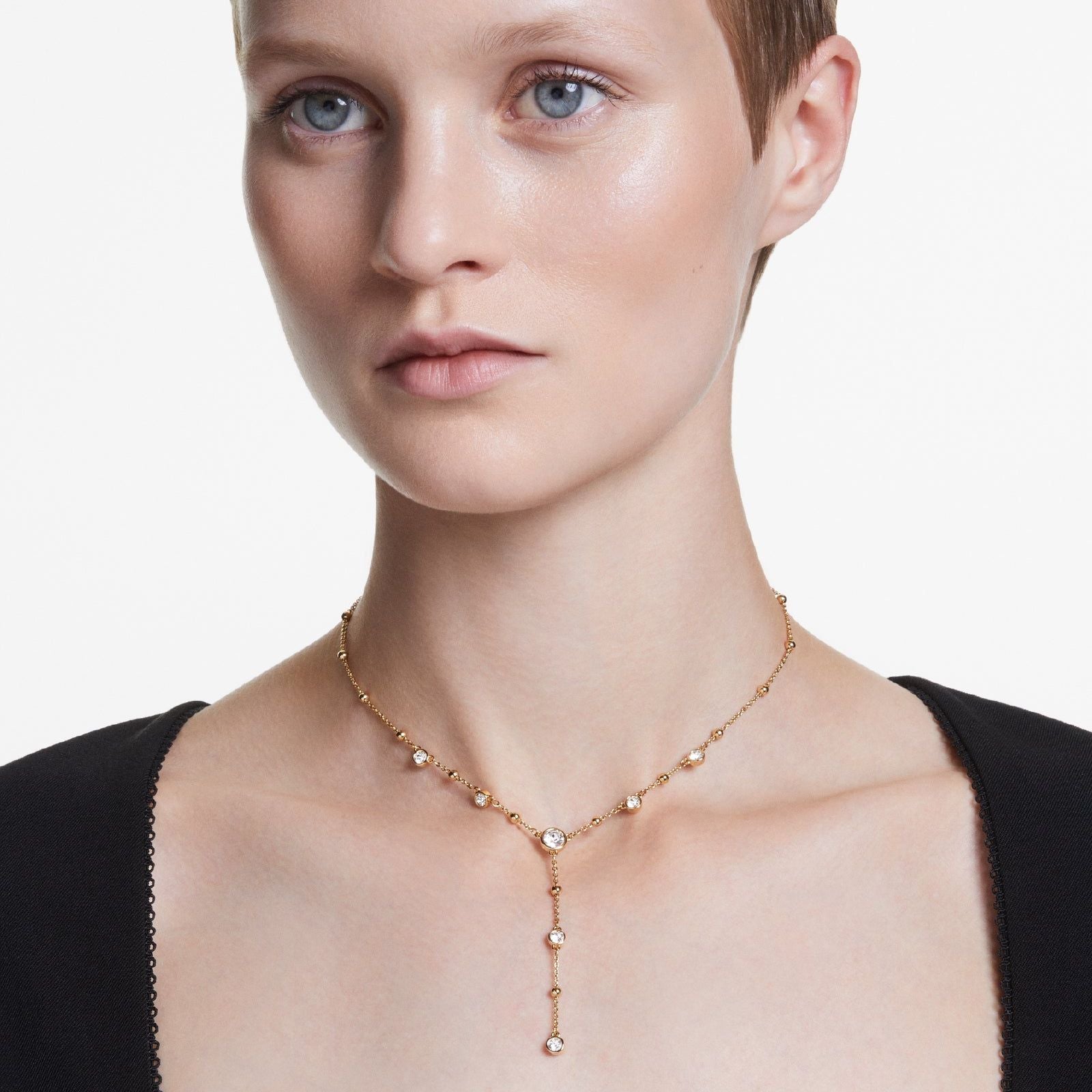 Collana a Y donna Swarovski Imber rosé con cristalli e piccole sfere 5684510-4