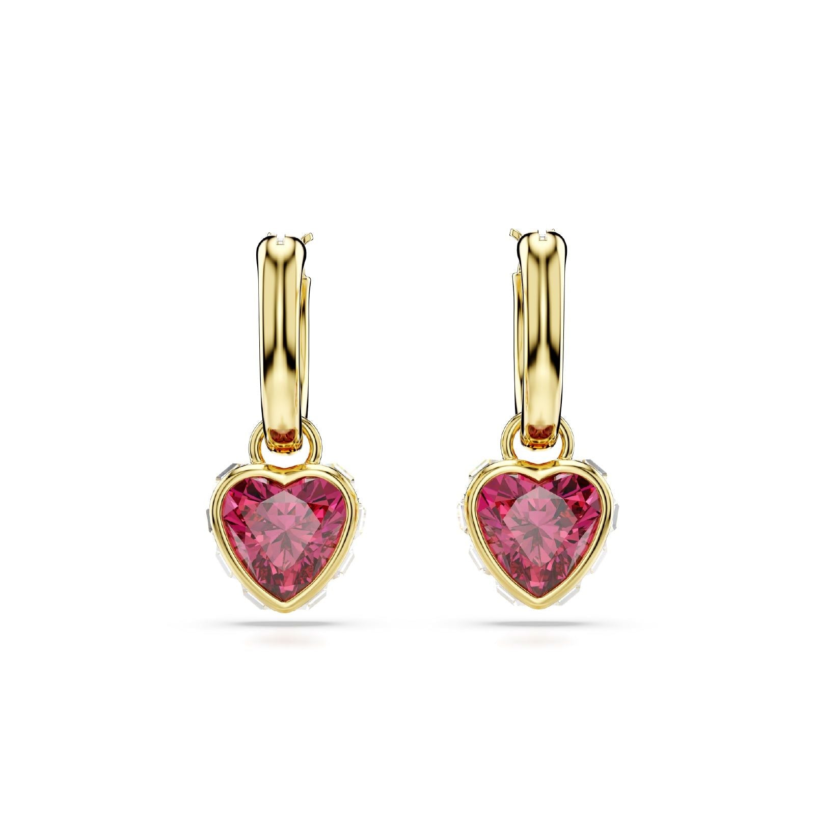 Orecchini donna Swarovski Chroma placcati oro con cristalli bianchi e rosso a cuore 5684760-2