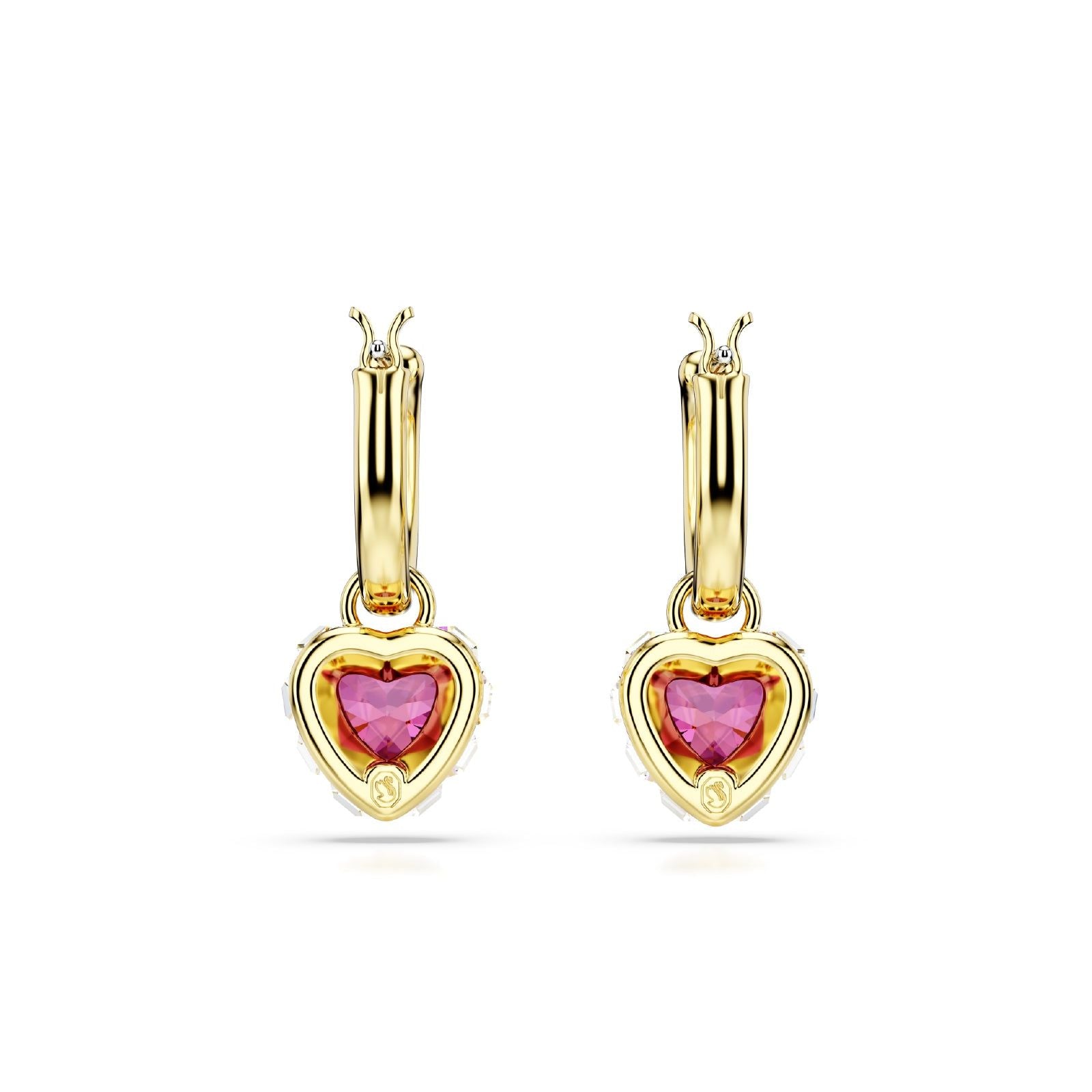 Orecchini donna Swarovski Chroma placcati oro con cristalli bianchi e rosso a cuore 5684760-3