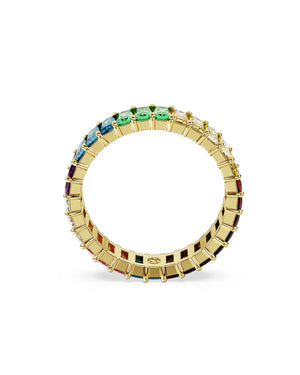 Anello tuttogiro da donna Swarovski Matrix placcato oro con cristalli baguette multicolor 5685653