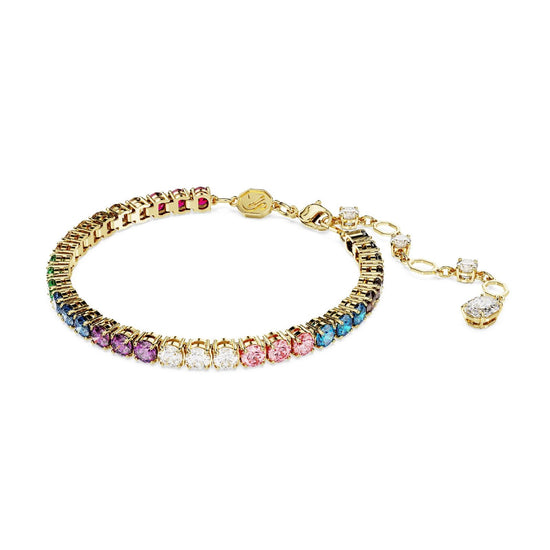 Bracciale tennis donna Swarovski Matrix placcato oro cristalli multicolor 5685691-1