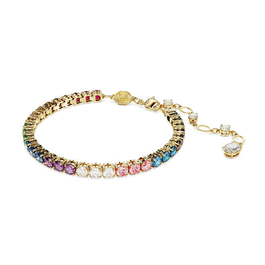 Bracciale tennis donna Swarovski Matrix placcato oro cristalli multicolor 5685691-1