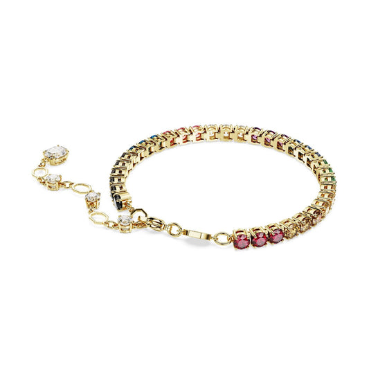 Bracciale tennis donna Swarovski Matrix placcato oro cristalli multicolor 5685691-2