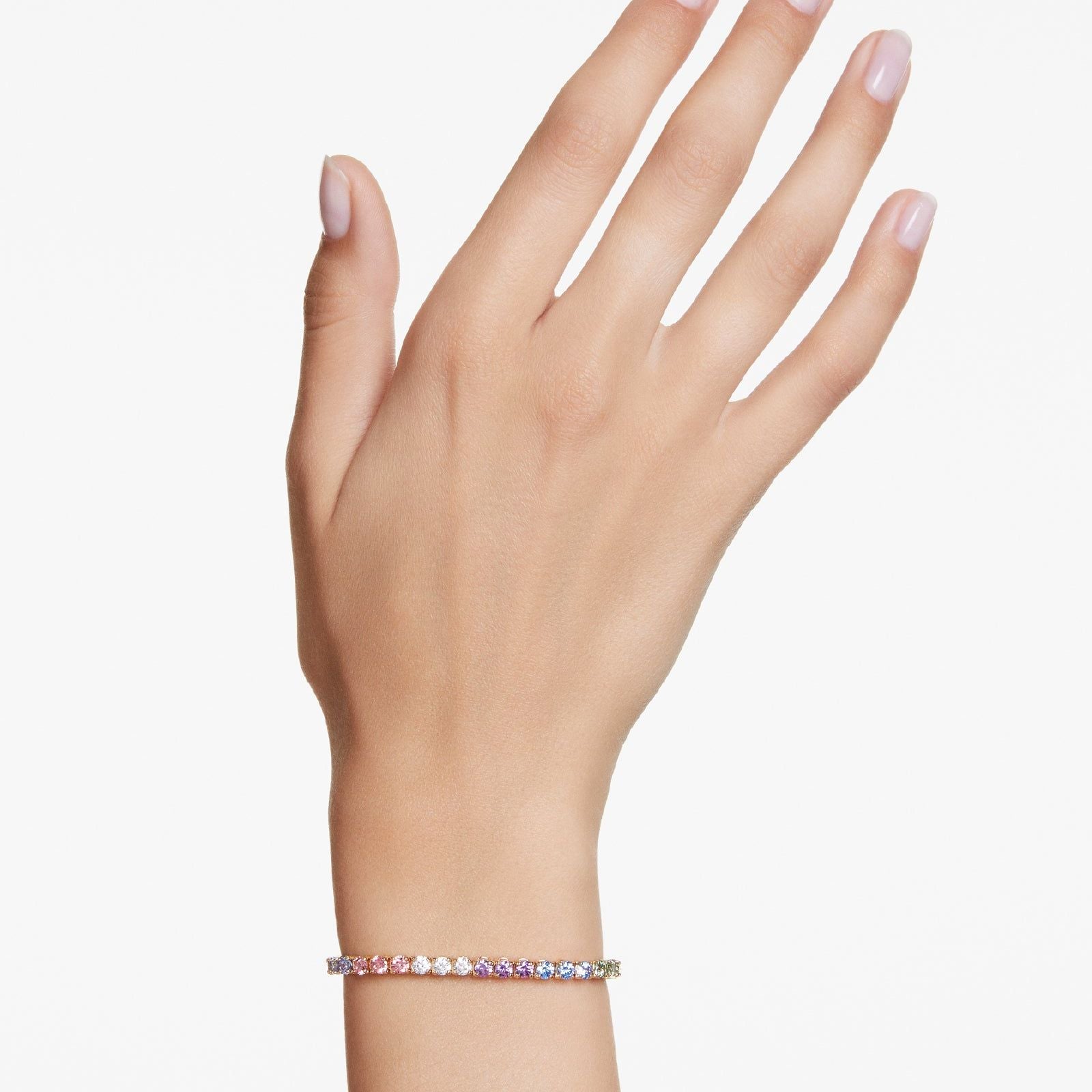 Bracciale tennis donna Swarovski Matrix placcato oro cristalli multicolor 5685691-4