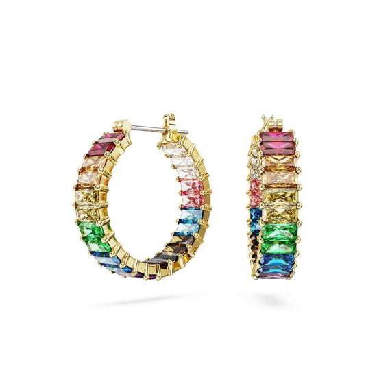 Orecchini cerchio donna Swarovski Matrix placcati oro cristalli multicolor 5685698-1