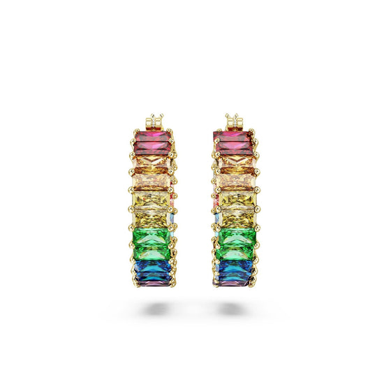 Orecchini cerchio donna Swarovski Matrix placcati oro cristalli multicolor 5685698-2