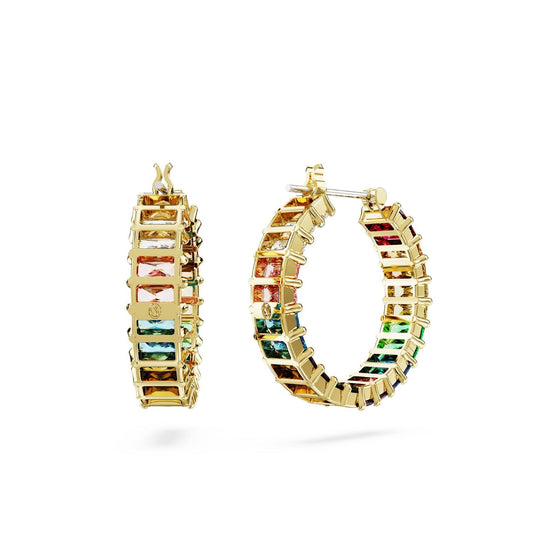 Orecchini cerchio donna Swarovski Matrix placcati oro cristalli multicolor 5685698-3