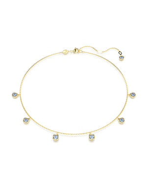 Collana girocollo da donna Swarovski Imber placcata oro con ciondoli di cristalli tondi azzurri 5688246