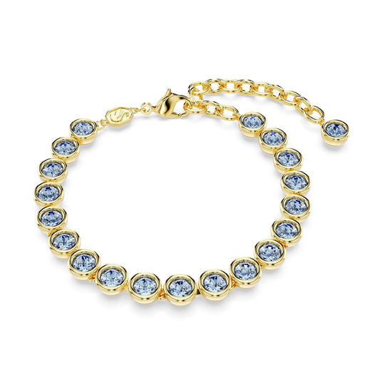 Bracciale tennis donna Swarovski Imber placcato oro cristalli azzurri 5688419-1