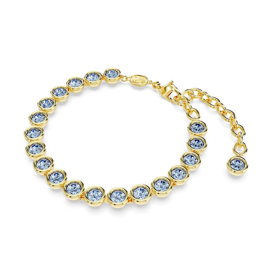 Bracciale tennis donna Swarovski Imber placcato oro cristalli azzurri 5688419-2