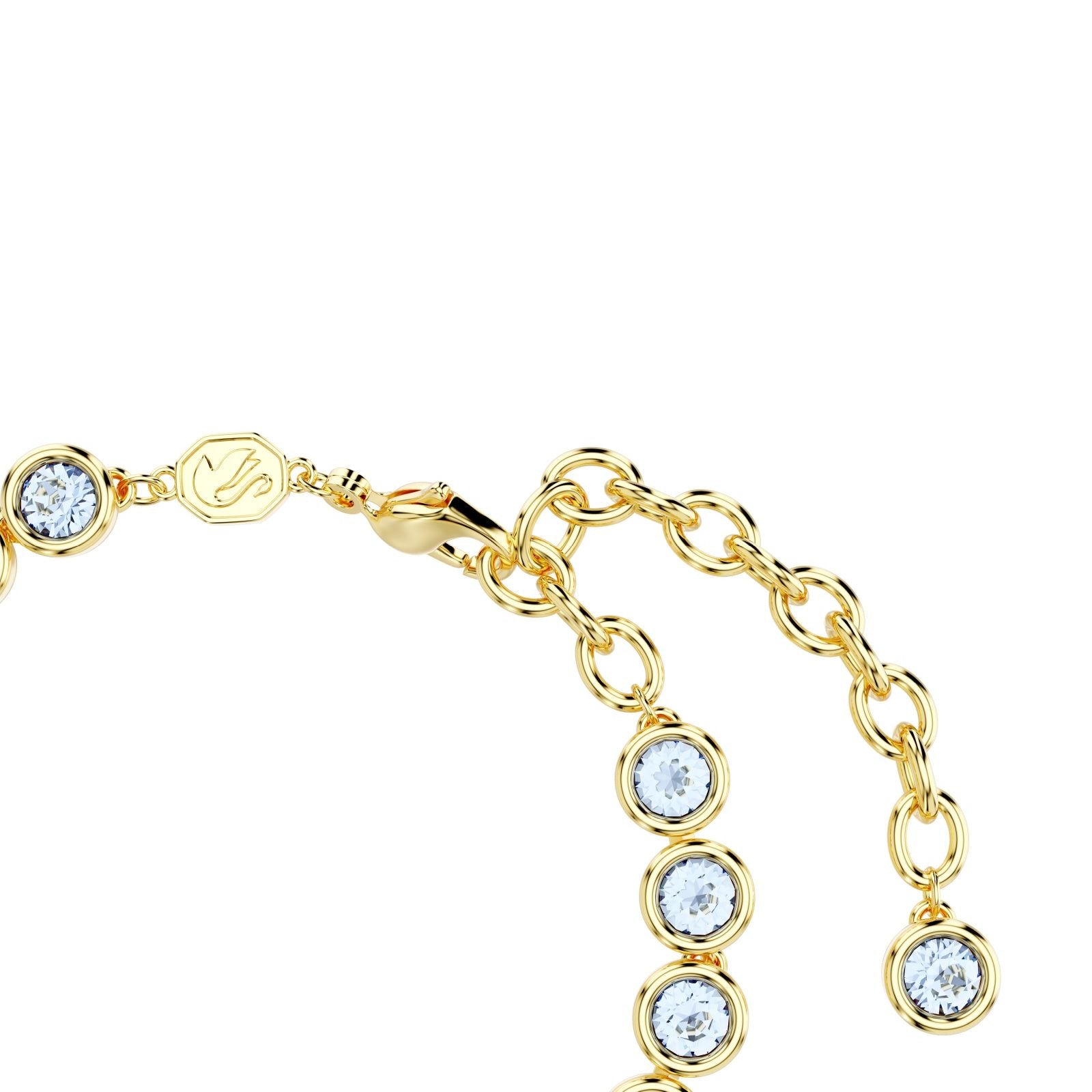 Bracciale tennis donna Swarovski Imber placcato oro cristalli azzurri 5688419-3