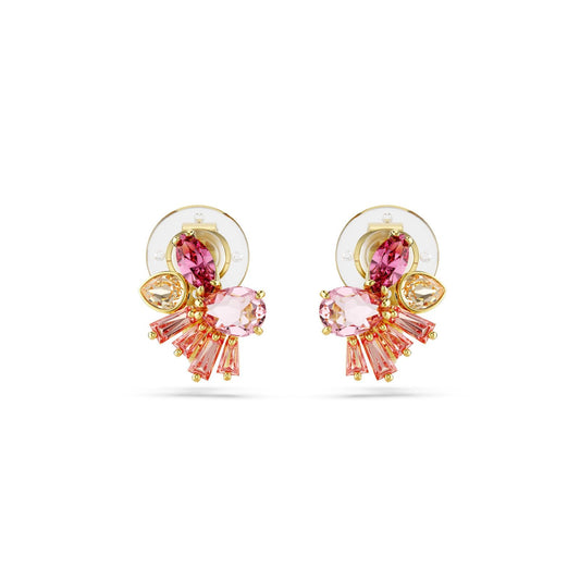 Orecchini lobo donna Swarovski Gema placcati oro cristalli rosa 5688479-2