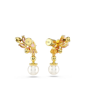Orecchini pendenti da donna Swarovski Gema placcati oro con perla e cristalli di diversi tagli sui toni del rosa 5688486