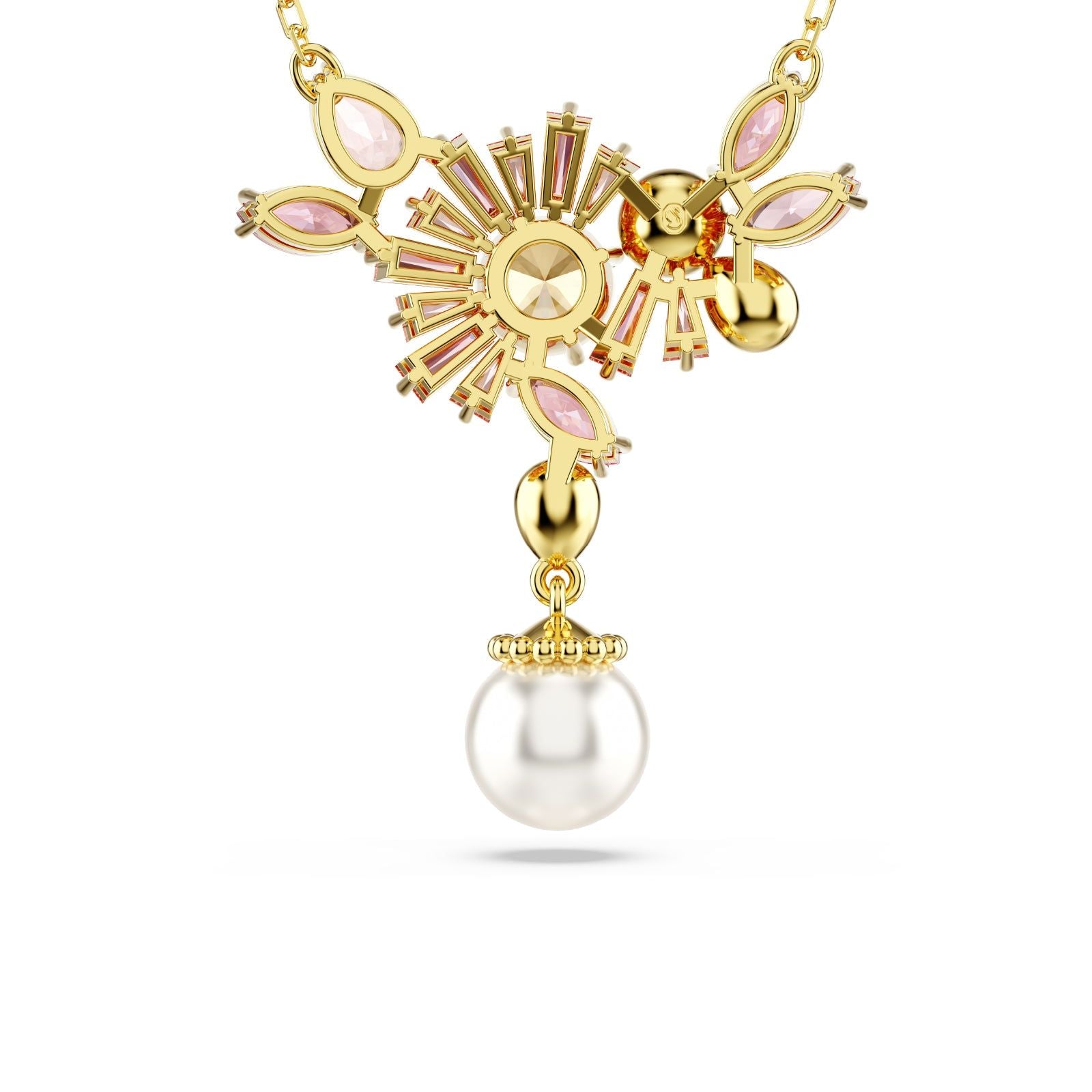 Collana donna Swarovski Gema placcato oro cristalli rosa e perla 5688490-2