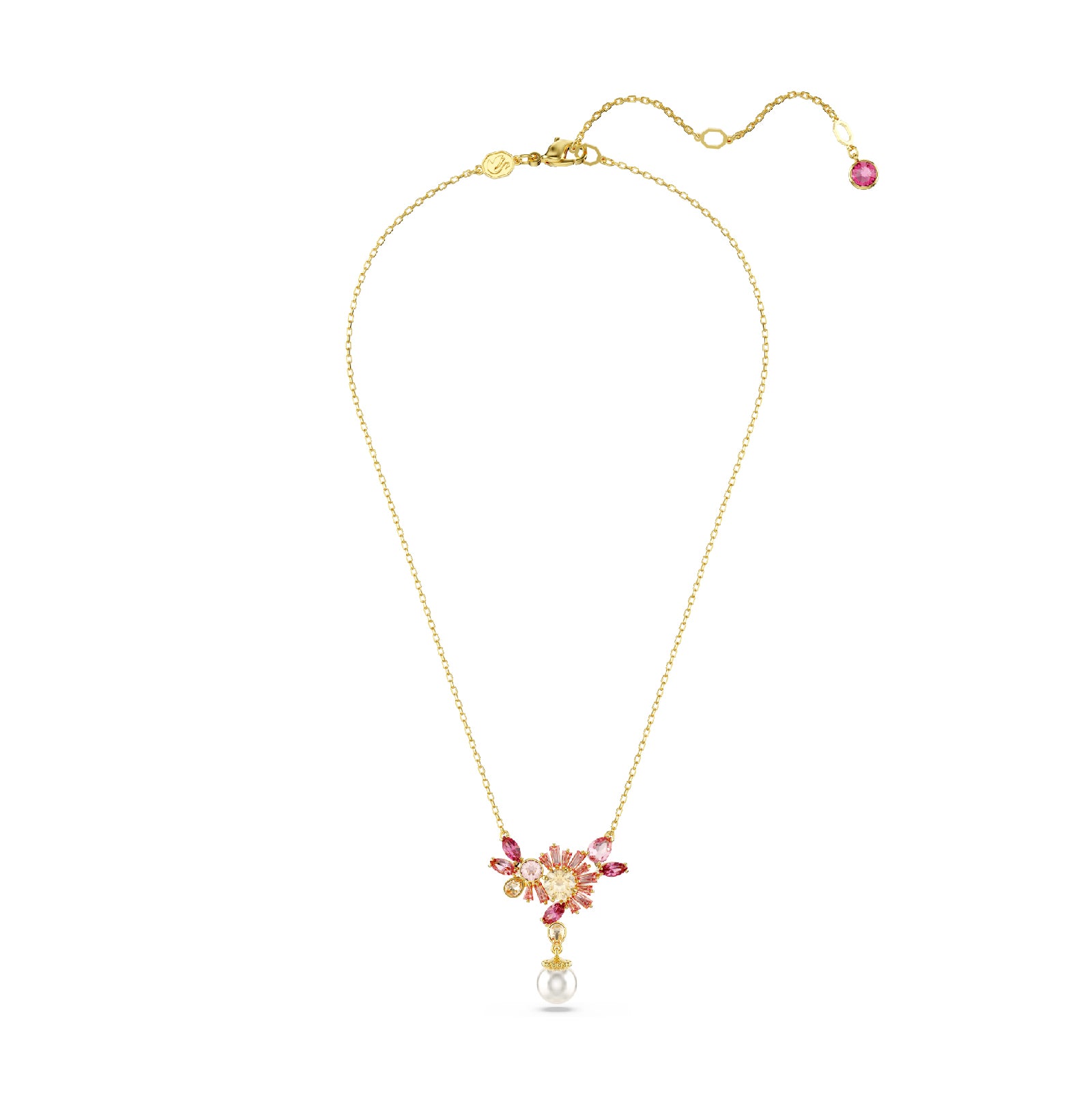 Collana donna Swarovski Gema placcato oro cristalli rosa e perla 5688490