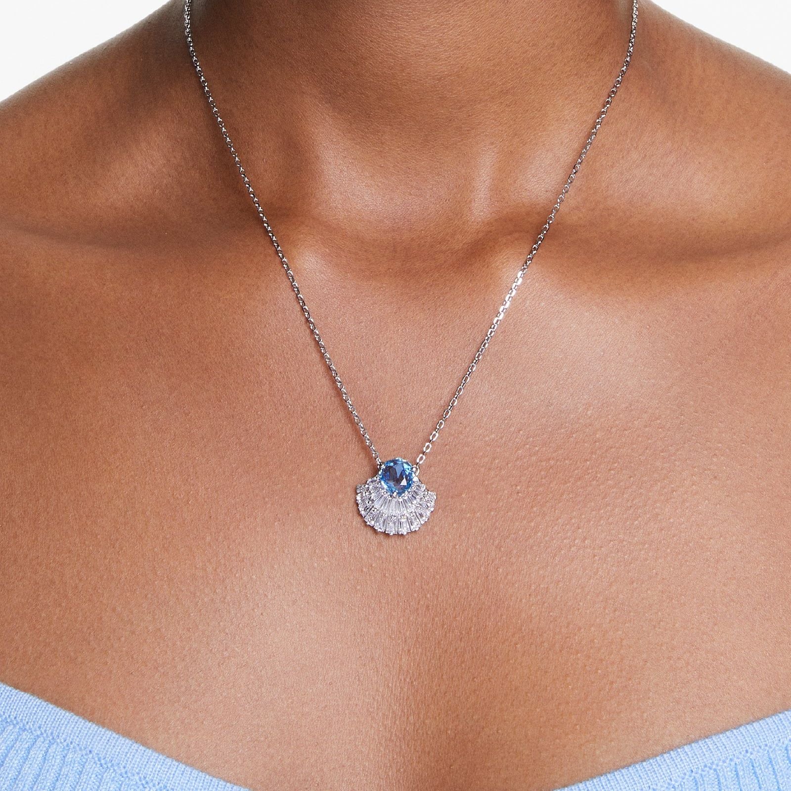 Collana donna Swarovski Idyllia lega metalli con cristalli blu e bianchi 5689195-5