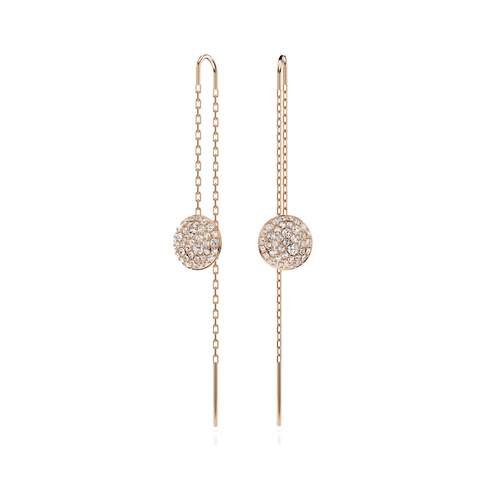 Orecchini pendenti donna Swarovski Meteora rosé con pavé di cristalli 5689427-1