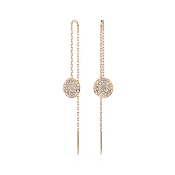 Orecchini pendenti donna Swarovski Meteora rosé con pavé di cristalli 5689427-1
