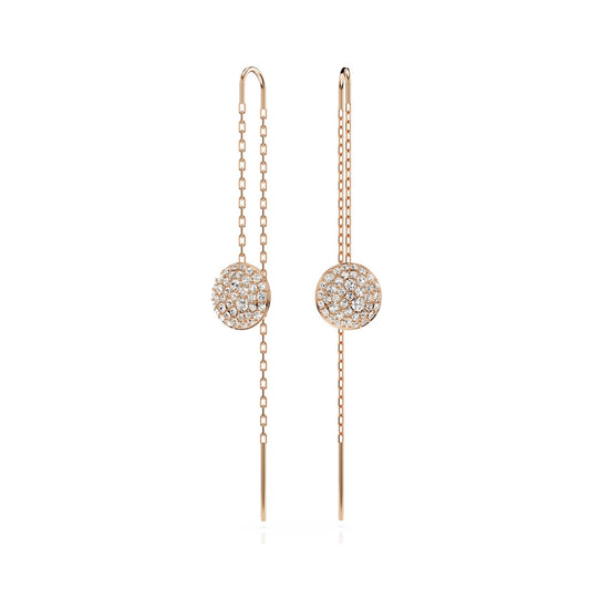 Orecchini pendenti donna Swarovski Meteora rosé con pavé di cristalli 5689427-1
