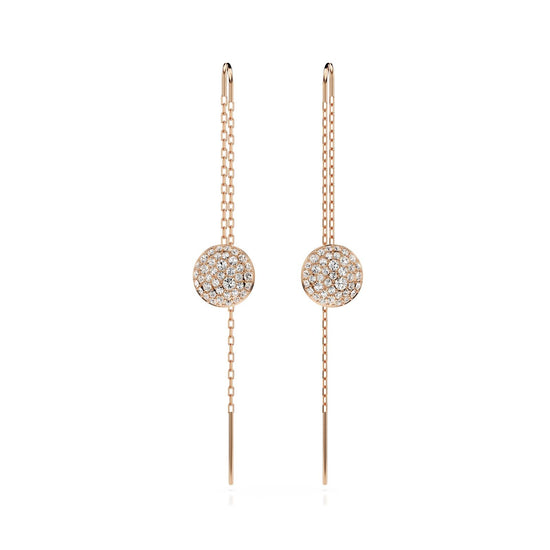 Orecchini pendenti donna Swarovski Meteora rosé con pavé di cristalli 5689427-2
