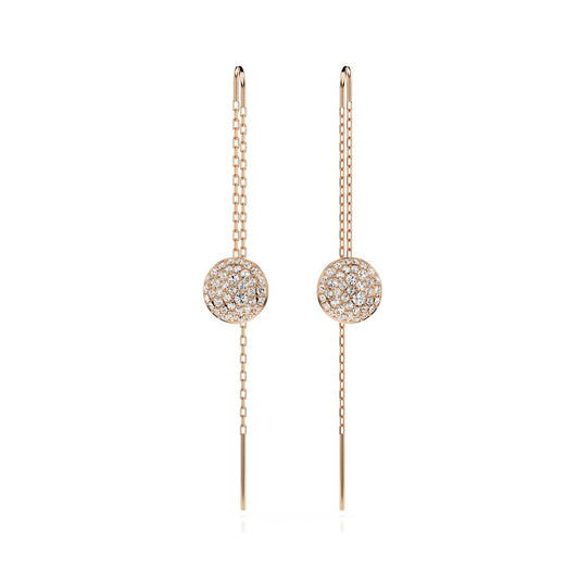 Orecchini pendenti donna Swarovski Meteora rosé con pavé di cristalli 5689427-2