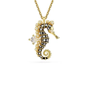 Collana donna Swarovski Idyllia lega metallica dorata cavalluccio marino e cristalli 5690874-1