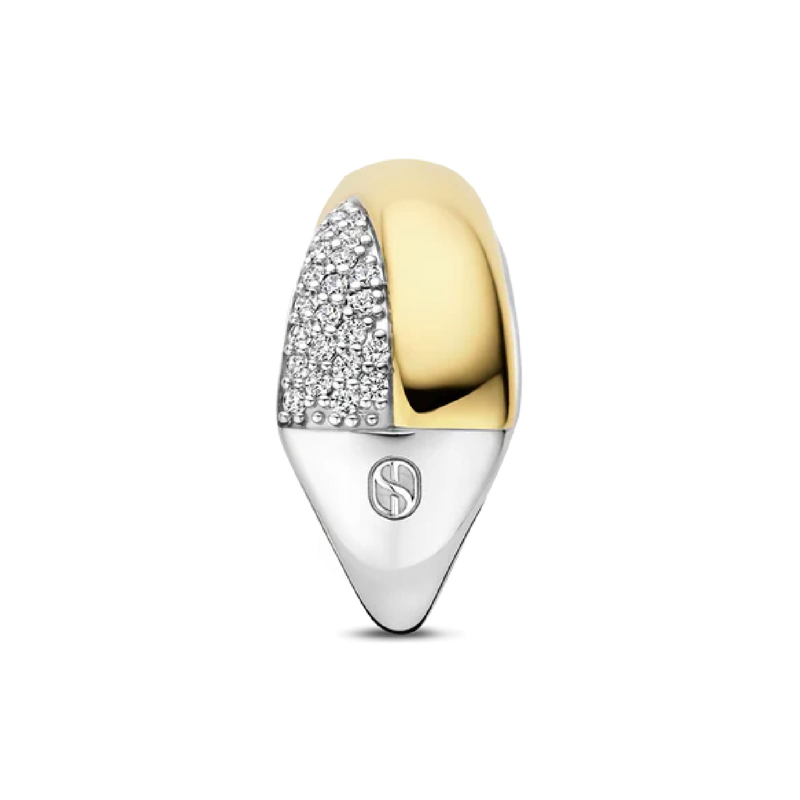 Anello TI SENTO Milano in argento dorato doppia fascia zirconi 16
