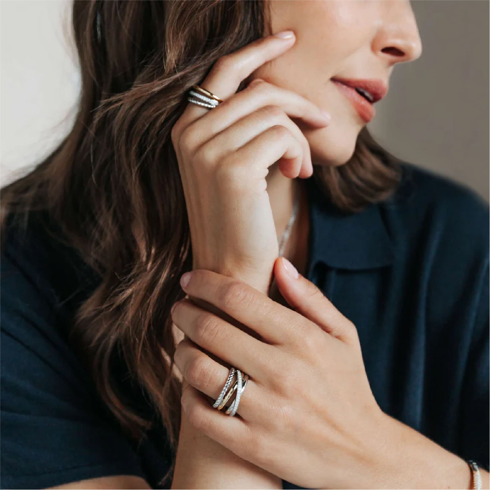 Anello intrecciato TI SENTO Milano argento bicolor e zirconi 16