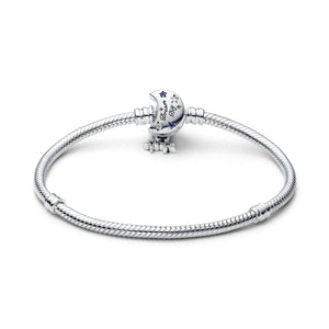 Bracciale maglia snake Pandora Moments da donna in Argento Sterling 925 con chiusura a forma di luna con stelle e cristalli 592819C01