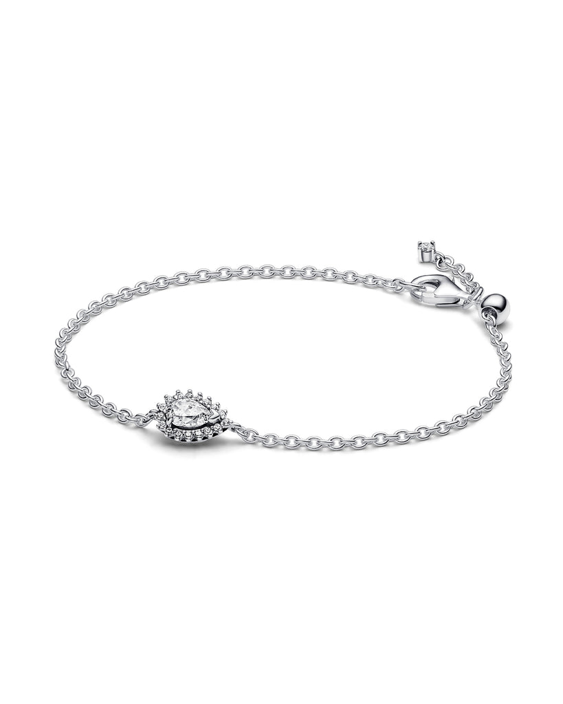 Bracciale catena Pandora Timeless da donna in Argento Sterling 925 con ciondolo passante a forma di goccia con zirconi 593001C01